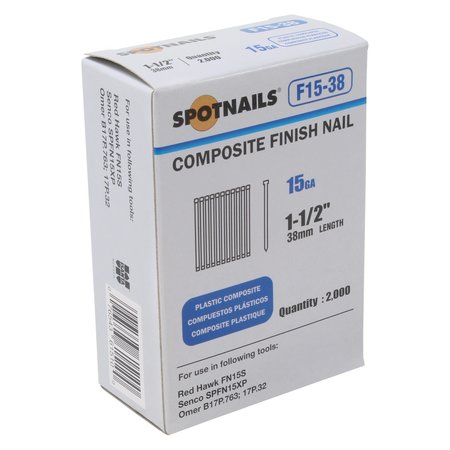 Spotnails 15Ga 112 Plastic Composite Finish Nail, 2000PK F15-38